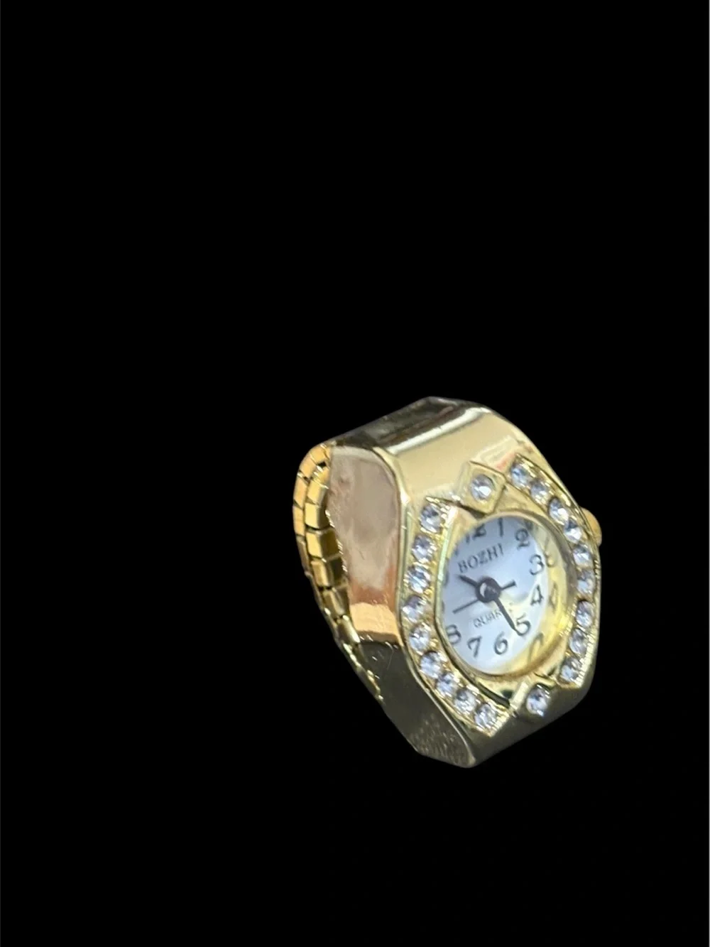Gold Crystal Accent Women's Watch Ring